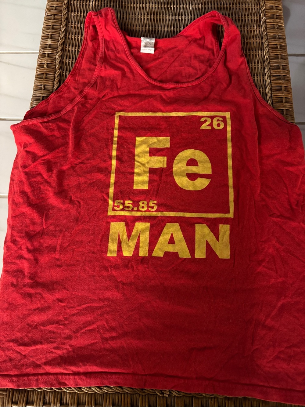 Gildan Tank Top - “Iron Man” Periodic Table- XL